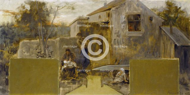 Esquisse pour la sale des mariages de la mairie de Nogent-sur-Marne : La famille, 1889. Creator: Francois Lafon.