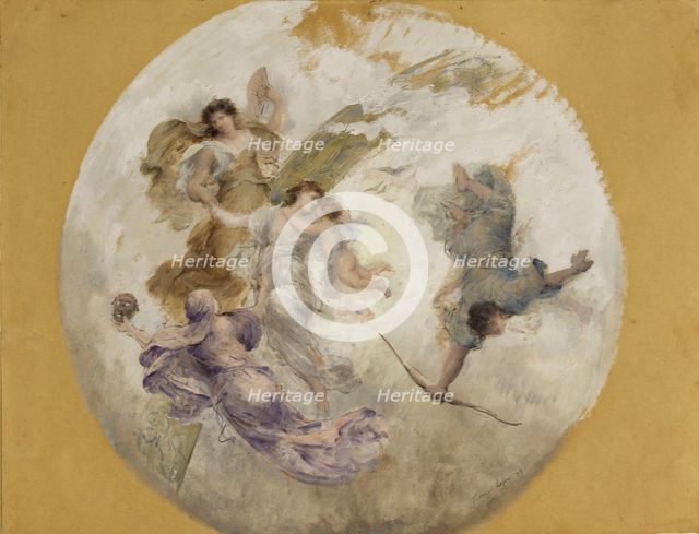 Esquisse pour la salle à manger de l'Hôtel de Ville : allégorie (plafond), 1893. Creator: Francois Lafon.