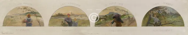 Esquisse pour la salle à manger de l'Hôtel de Ville de Paris : Montreuil : les pêches..., c1891-1892 Creator: Paul Louis Delance.