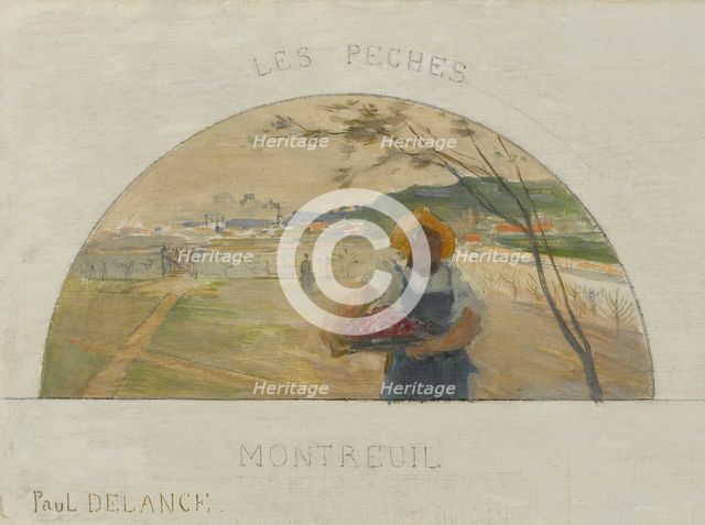 Esquisse pour la salle à manger de l'Hôtel de Ville de Paris : Montreuil : les pêches..., c1891-1892 Creator: Paul Louis Delance.