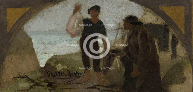 Esquisse pour la salle à manger de l'Hôtel de Ville de Paris : Le poisson, c.1893. Creator: Georges Bertrand.