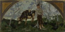 Esquisse pour la salle à manger de l'Hôtel de Ville : La viande de veau, La volaille, 1893. Creator: Georges Bertrand