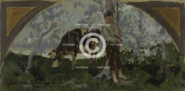 Esquisse pour la salle à manger de l'Hôtel de Ville : La viande de veau, La volaille, 1893. Creator: Georges Bertrand.