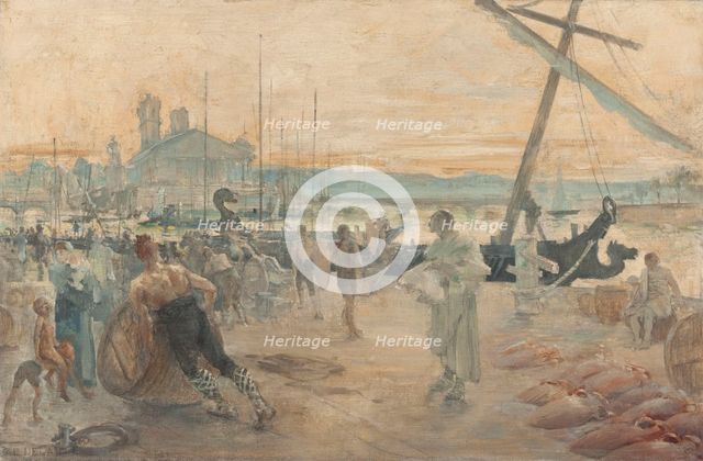 Esquisse pour la salle d'audience du tribunal de commerce de Paris : Les Nautes parisiens..., c.1890 Creator: Paul Louis Delance.