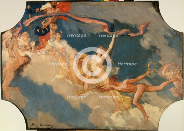 Esquisse pour la salle des fêtes de l'Hôtel de Ville de Paris : La Ville de Paris conviant..., 1889. Creator: Eugene Delacroix.