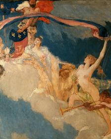 Esquisse pour la salle des fêtes de l'Hôtel de Ville de Paris : La Ville de Paris conviant..., 1889. Creator: Eugene Delacroix
