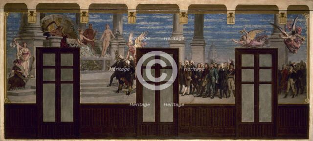 Esquisse pour la salle des fêtes de la mairie du 20e arrondissement : Les grands hommes..., 1884. Creator: Pierre-Paul-Leon Glaize.