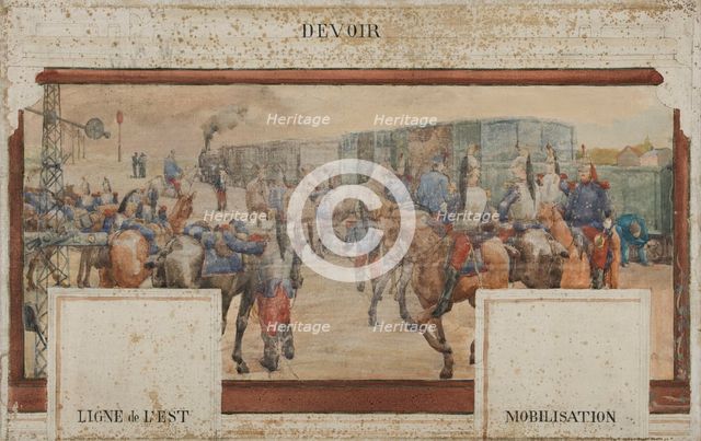 Esquisse pour la salle des fêtes de la mairie de Nogent-sur-Marne : Devoir : Ligne..., 1889. Creator: Edmond Debon.