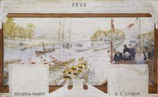 Esquisse pour la salle des fêtes de la mairie de Nogent-sur-Marne : Fête : Régate à Nogent..., 1889. Creator: Edmond Debon
