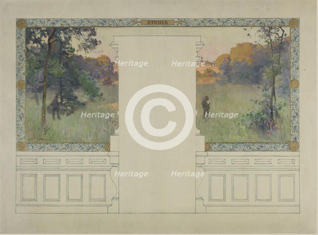 Esquisse pour la salle des fêtes de la mairie de Vanves : Studia, between 1902 and 1903. Creator: Henri Gaston Darien.