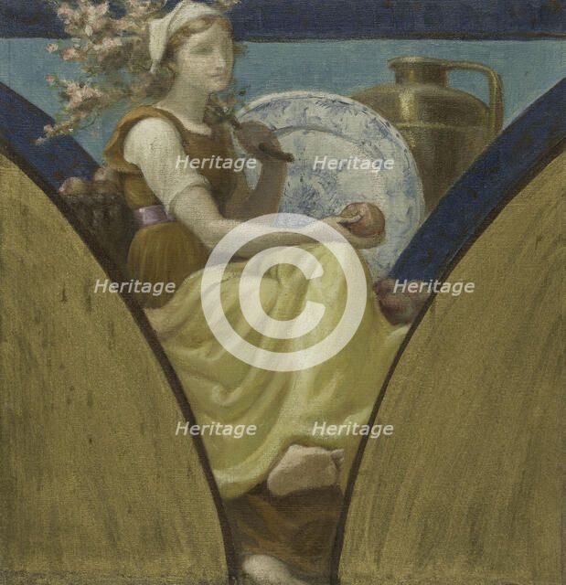 Esquisse pour la salle des fêtes de l'Hôtel de Ville de Paris : Normandie (Voussure), c.1888 - 1893. Creator: Paul Milliet.