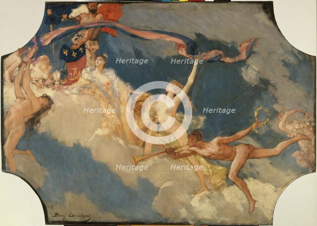 Esquisse pour la salle des fêtes de l'Hôtel de Ville de Paris : La Ville de Paris conviant..., 1889. Creator: Eugene Delacroix.