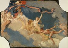 Esquisse pour la salle des fêtes de l'Hôtel de Ville de Paris : La Ville de Paris conviant..., 1889. Creator: Eugene Delacroix