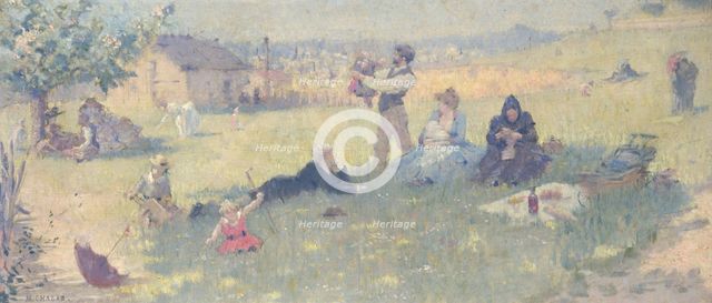 Esquisse pour la salle des mariages de la mairie du 14ème : La famille, 1889. Creator: Maurice Chabas.