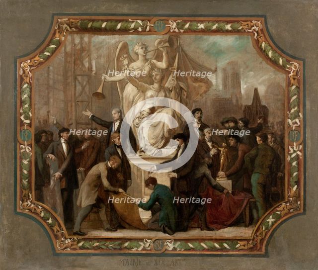 Esquisse pour la salle des mariages de la mairie du 19ème arrondissement : Allégorie des..., 1880. Creator: Emile Jean Baptiste Philippe Bin.