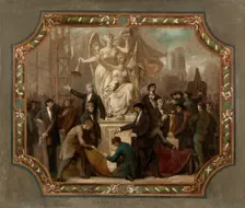 Esquisse pour la salle des mariages de la mairie du 19ème arrondissement : Allégorie des..., 1880. Creator: Emile Jean Baptiste Philippe Bin