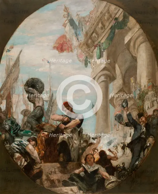 Esquisse pour la salle des mariages de la mairie du 19ème arrondissement : Les activités..., 1880. Creators: Henri Gervex, Emile-Henri Blanchon.