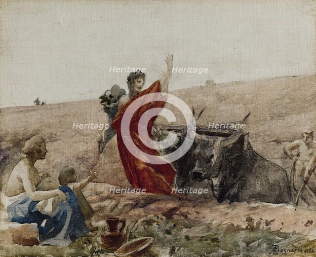 Esquisse pour la salle des mariages de la mairie du 19ème arrondissement de la Ville..., 1880. Creator: Paul Albert Besnard.