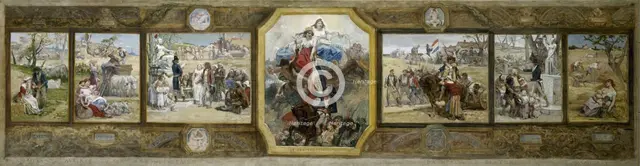 Esquisse pour la salle des mariages de la mairie du 19ème arrondissement de la..., 1880. Creator: Diogene Ulyssee Napoleon Maillart.
