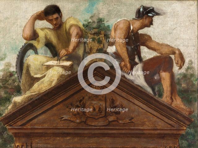 Esquisse pour la salle des mariages de la mairie du 13ème arrondissement : Vertus civiques., 1878. Creator: Gustave Boulanger.