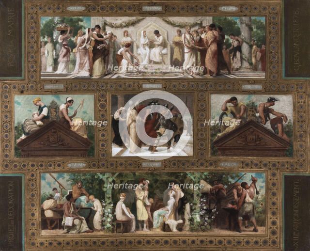 Esquisse pour la salle des mariages de la mairie du 13ème arrondissement : Vertus civiques., 1878. Creator: Gustave Boulanger.