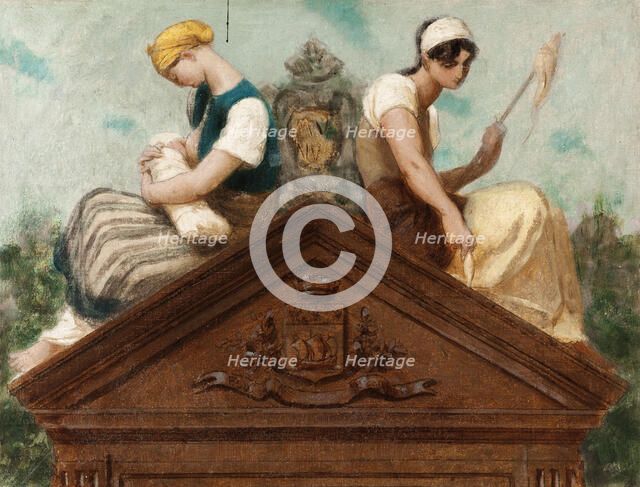 Esquisse pour la salle des mariages de la mairie du 13ème arrondissement : Vertus civiques., 1878. Creator: Gustave Boulanger.