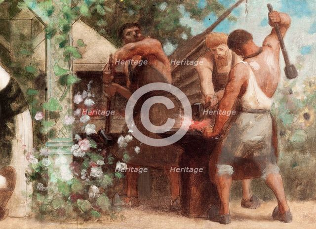 Esquisse pour la salle des mariages de la mairie du 13ème arrondissement : Vertus civiques., 1878. Creator: Gustave Boulanger.