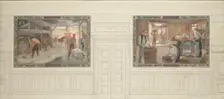 Esquisse pour la salle des mariages de la mairie de Montreuil-sous-Bois: Exploitation du..., 1892. Creators: Auguste-François-Marie Gorguet, Ernest de Bonnencontre