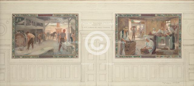 Esquisse pour la salle des mariages de la mairie de Montreuil-sous-Bois: Exploitation du..., 1892. Creators: Auguste-François-Marie Gorguet, Ernest de Bonnencontre.