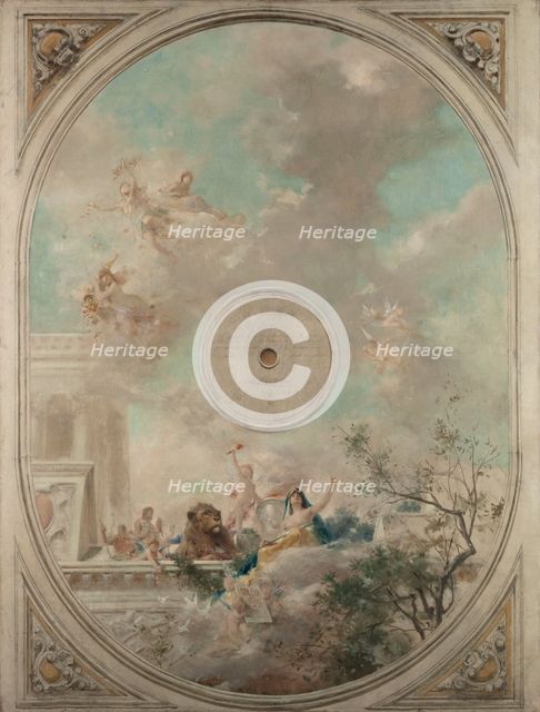 Esquisse pour la salle des mariages de la mairie de Montrouge : La Loi et le Mariage (Plafond), 1886 Creator: Theobald Chartran.