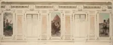 Esquisse pour la salle des mariages de la mairie de Courbevoie : Fileuse. Le mariage. Berger, 1884. Creator: Theobald Chartran
