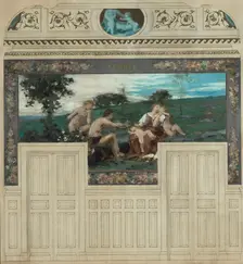 Esquisse pour la salle des mariages de la mairie de Saint-Maur-des-Fossés : Famille, 1883. Creator: Edouard Michel Lancon