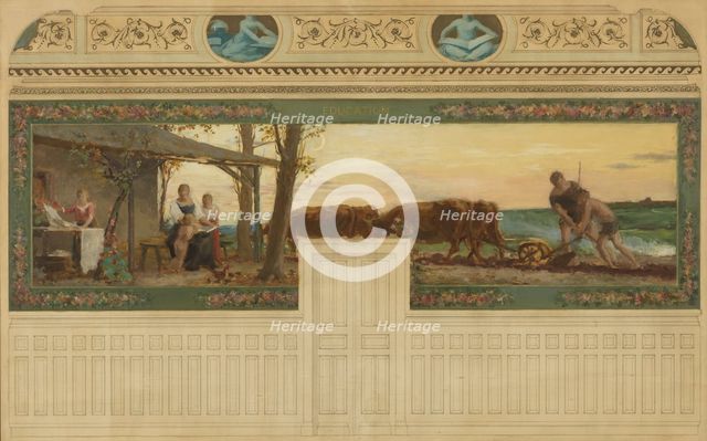 Esquisse pour la salle des mariages de la mairie de Saint-Maur-des-Fossés : Education, 02–1883. Creator: Edouard Michel Lancon.