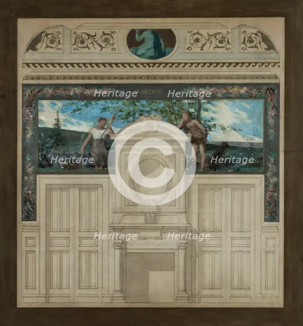 Esquisse pour la salle des mariages de la mairie de Saint-Maur-des-Fossés : Amour, 1883. Creator: Edouard Michel Lancon.