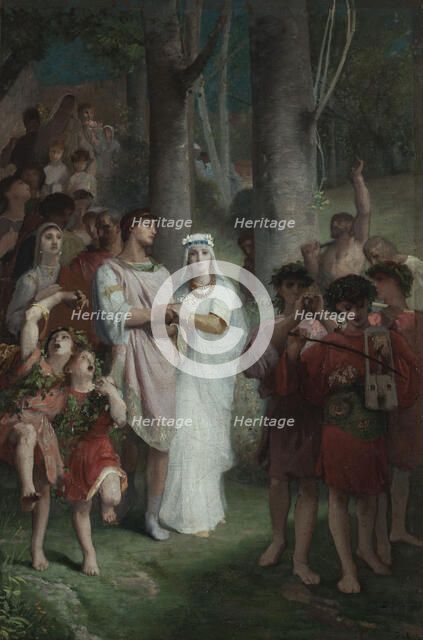 Esquisse pour la salle des mariages la mairie du 7ème arrondissement : La demande..., 1876. Creator: Emile Levy.