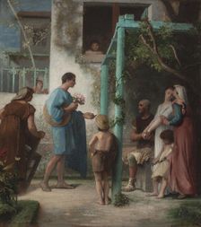 Esquisse pour la salle des mariages la mairie du 7ème arrondissement : La demande..., 1876. Creator: Emile Levy