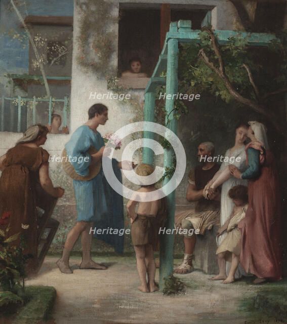 Esquisse pour la salle des mariages la mairie du 7ème arrondissement : La demande..., 1876. Creator: Emile Levy.