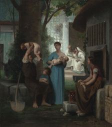 Esquisse pour la salle des mariages la mairie du 7ème arrondissement : La demande..., 1876. Creator: Emile Levy