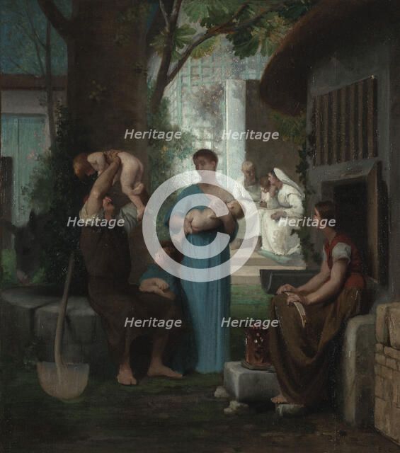 Esquisse pour la salle des mariages la mairie du 7ème arrondissement : La demande..., 1876. Creator: Emile Levy.