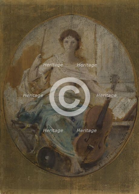 Esquisse pour le théâtre du Châtelet : La musique, 1891. Creator: Francois Lafon.