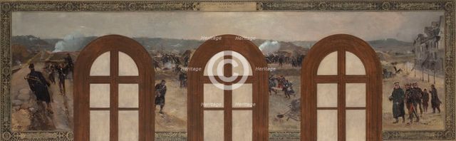 Esquisse pour le cabinet du Préfet à l'Hôtel de Ville de Paris : Batteries du 6ème secteur..., 1889. Creators: René Joseph Gilbert, Henri-Louis Dupray.