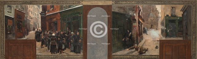 Esquisse pour le cabinet du Préfet à l'Hôtel de Ville de Paris : Le bombardement de..., 1889. Creators: René Joseph Gilbert, Henri-Louis Dupray.