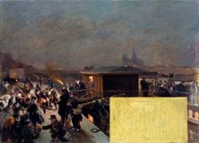 Esquisse pour le cabinet du préfet à l'Hôtel de Ville : Débarquement des blessés de Champigny, 1889. Creator: Raoul Arus