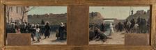 Esquisse pour le cabinet du Préfet à l'Hôtel de Ville : La sortie des troupes durant Le..., 1889. Creator: Paul Albert Baudouin