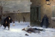 Esquisse pour le cabinet du préfet à l'Hôtel de Ville : La recherche des blessés durant..., 1889. Creator: Paul Albert Baudouin