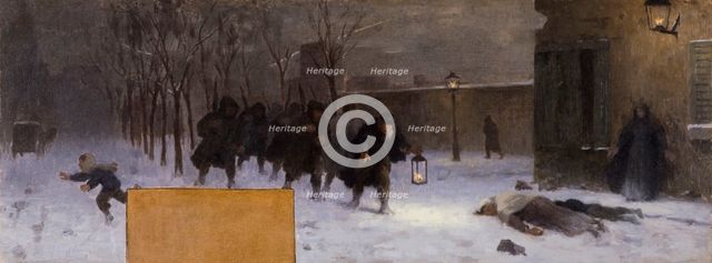 Esquisse pour le cabinet du préfet à l'Hôtel de Ville : La recherche des blessés durant..., 1889. Creator: Paul Albert Baudouin.