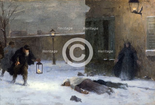 Esquisse pour le cabinet du préfet à l'Hôtel de Ville : La recherche des blessés durant..., 1889. Creator: Paul Albert Baudouin.