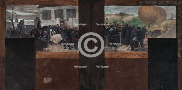 Esquisse pour le cabinet du Préfet de l'Hôtel de Ville de Paris : Le transport des blessés..., 1889. Creator: Paul-Emile Mangeant.