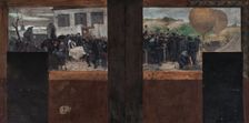 Esquisse pour le cabinet du Préfet de l'Hôtel de Ville de Paris : Le transport des blessés..., 1889. Creator: Paul-Emile Mangeant