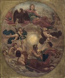 Esquisse pour le plafond du ministère des Finances : L'Empire couronnant les arts (Commande... Creator: Victor-François-Eloi Biennourry